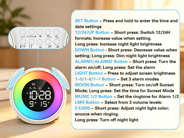 Alarm Clock for Kids, Ok to Wake Alarm Clock, Toddler Sleep Training Clock