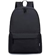 abshoo Lightweight Casual Unisex Backpack for School Solid Color Boobags (Black)