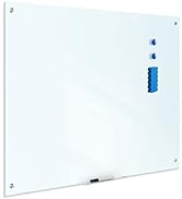 TIANSE Glass Whiteboard, Magnetic Dry Erase White Board - 48" x 36" Large Frameless Clear Wall Ha...
