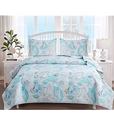 Beach Quilt Set King Size Coastal Bedding Lightweight Reversible Quilts Nautical Bedspreads Beach...