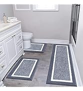 Pauwer Bathroom Rug Mat Set 3 Piece, Microfiber Shaggy Bath Set, Non-Slip Ultra Soft Carpet Mats,...