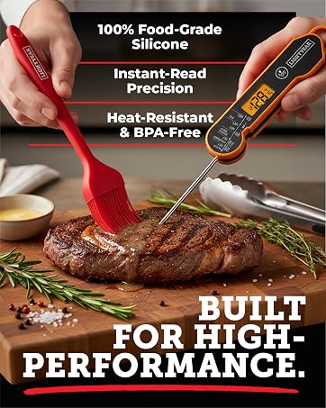 Silicone Heat-Resistant BPA-Free Meat Thermometer Pastry Brush Set Silicone Non-Slip Grip searing