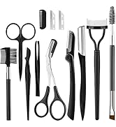 KINGMAS Eyebrow Razor, 9 in 1 Eyebrow Kit, Face Razors Facial Trimmer Shaver, Eyelash Comb, Angle...
