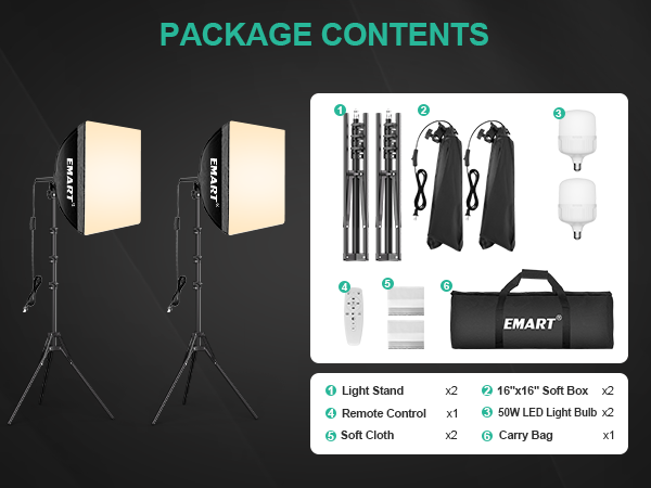 Softbox Photography Light Kit Pull Soft Box with Remote/APP Control package 2pack 2