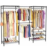 VANZBON Clothes Rack, Heavy Duty Clothes Rack, Large Wire Closet Garment Rack, Freestanding Expan...