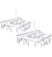 Annaklin Foldable Plastic Hangers with 26 Drying Clips, Underwear Hanger with Clips, Plastic Laun...