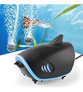 HITOP 3W Quiet Aquarium Air Pump: 80GPH Adjustable Fish Tank Air Pump with Dual Output, Powerful ...