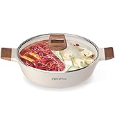 Dezin 5-QT Double-flavor Shabu Shabu Pot with Divider, Dual Sided Nonstick Hot Pot, 12 Inch Divid...