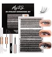 DIY Lash Extensions Kit 320pcs Individual Lashes Clusters 40D 50D 100D D Curl Eyelash Extension K...