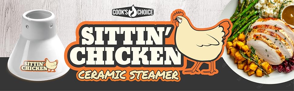 Cook&amp;#39;s Choice Sittin Chicken Ceramic Steamer