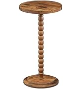 HOOBRO Round Side Table, Small Drink Table for Small Space, Nightstand with Solid Wood Accent Leg...