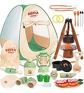Kids Camping Set, SMILESSKIDDO 41 PCS Pretend Camping Set for Kids 3-5 with Pop Up Tent - Indoor ...