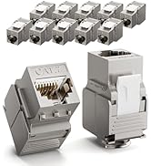 LEENUE RJ45 Keystone Jack Cat7 12-Pack, Shielded RJ45 Cat6A Ethernet Jack, Reusable Zinc Alloy Wa...