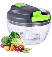 Ziweaye Manual Food Processor Vegetable Chopper, Portable Hand Pull String Garlic Mincer Onion Cu...