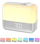 MeesMeek Digital Alarm Clock for Bedroom: Sunrise Wake-up Light, 8 Color Night Light, Dual Loud A...