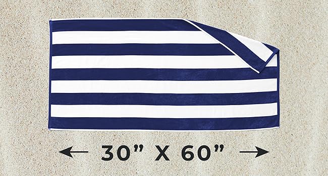 30 by 60 inches big beach towel with double-sided striped design
