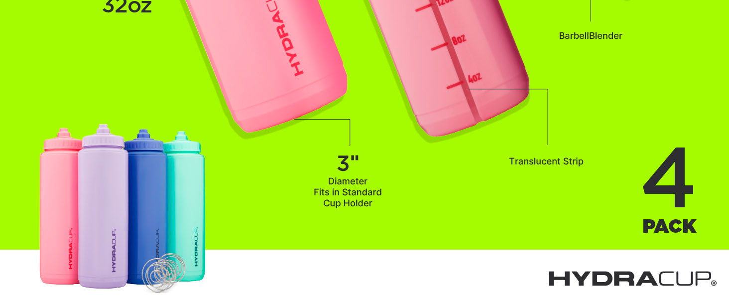 Hydra Cup Sport 32 oz Squeeze Water Bottles