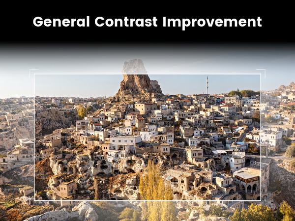 BenQ W2720i projector improving contrast and detail balance across dark, mid, and bright areas