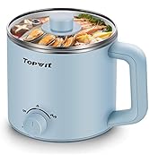 Topwit Electric Hot Pot, Mini Ramen Cooker, 1.6L Noodles Pot, Multifunctional Electric Cooker for...