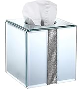 Sumnacon Crystal Square Tissue Box Cover - Decorative Glass Cube Tissue Box Holder, Stylish Mirro...
