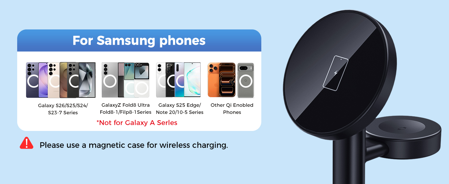 3 in 1 wireless charger samsung galaxy S26 Ultra S25 S24 flip fold 8 6 5 watch earbuds classic stand