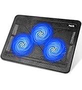 havit HV-F2056 15.6"-17" Laptop Cooler Cooling Pad - Slim Portable USB Powered (3 Fans), Black/Blue