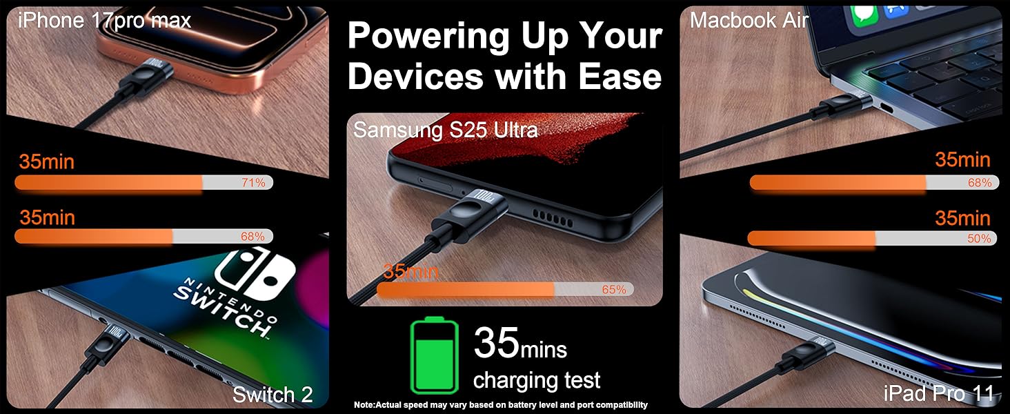 USB C to USB C Cable 100W Fast Charging Nylon Braided Data Tran