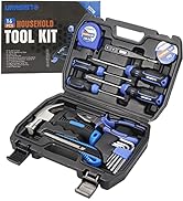URASISTO 16-Piece Household Tool Set Basic Hand Tool Kit with Claw Hammer,Lineman's Pliers, Perfe...