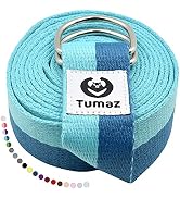Tumaz Yoga Strap/Stretch Bands [15+ Colors, 6/8/10 Feet Options] with Extra Safe Adjustable D-Rin...