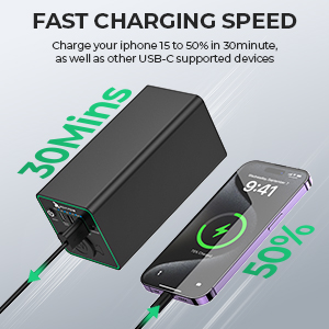 30W PD Portable Charger with 12V/10A Cigarette Lighter Socket