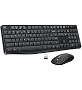 Wireless Keyboard and Mouse Combo, Lovaky 2.4G Full-Sized Ergonomic Keyboard Mouse, 3 DPI Adjusta...