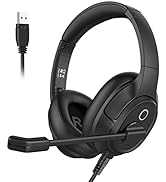 Headset with Microphone for PC, Environmental Noise Canceling Over-Ear Computer Headphones for La...