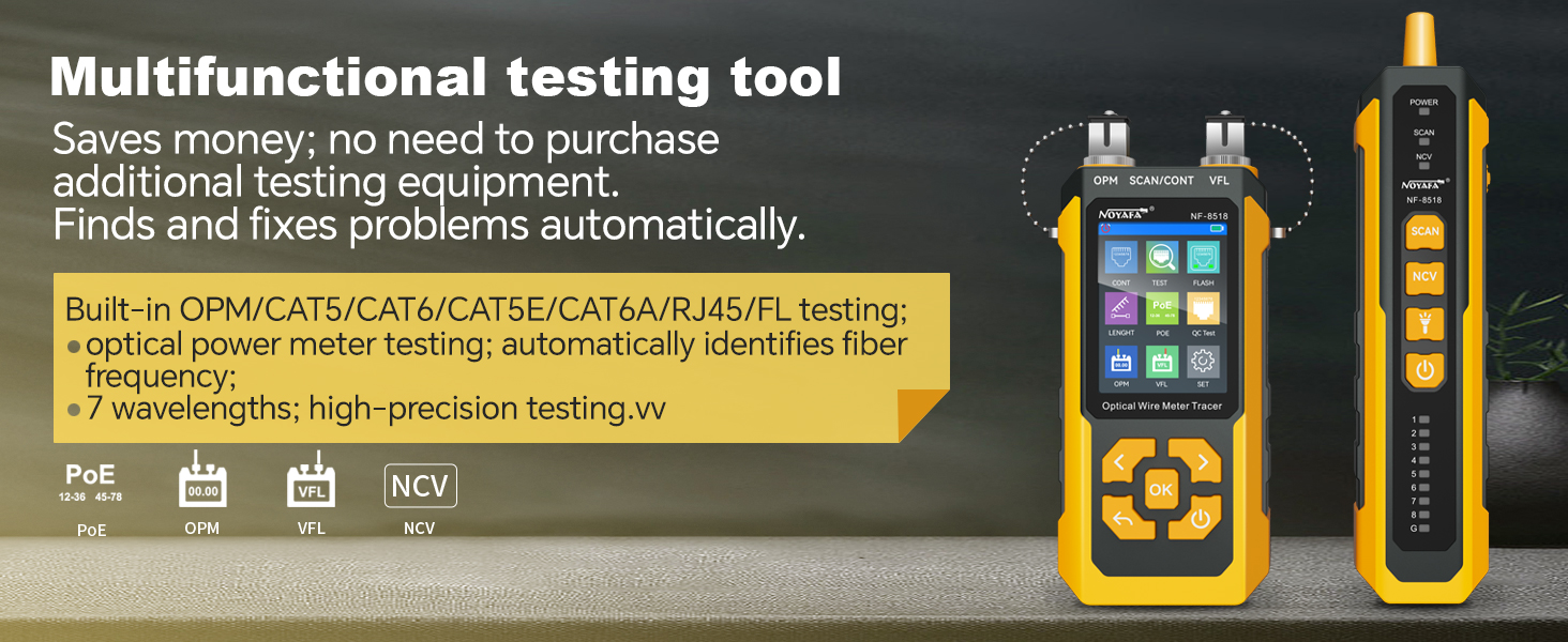 NF-8518 Network Cable Tester with Optical Power Meter, Ethernet Cable Tester