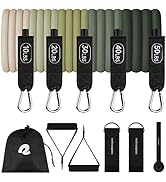 Retrospec Train Resistance Bands Set, 5 Exercise Bands with Door Anchor, Handles, Carry Bag, Leg ...