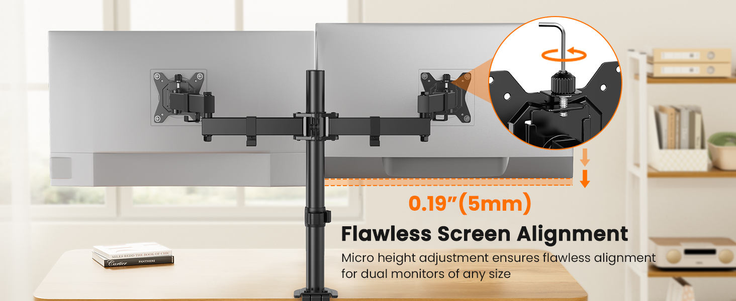 monitor stand features a precise 0.19? dual-monitor alignment system