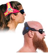 MASTERZ adult swim goggles; secure fit for triathletes and open water; won&amp;#39;t snag hair or beards.