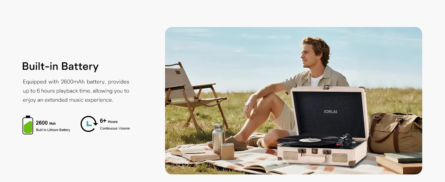 Portable Bluetooth Record Player with USB Playback Rechargeable Battery