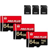 3 Pack Memory Card 64GB with Adapter, High Speed TF Card, UHS-I C10 A1 Memory TF Card for Tablet/...