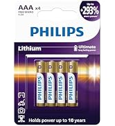 Philips AAA Lithium Batteries 4 Pack, Ultimate Long Lasting 1.5v Lithium Triple A Batteries, Work...