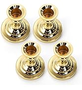Noamus 4 Pack Gold Taper Candle Holder, 3 Inch Short Skinny Iron Candlestick Holders, Vintage Sma...