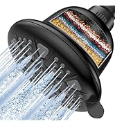 DAKINGS Filtered Shower Head with16 Stage Shower Filter Cartridge High Pressure 7 Spray Settings ...