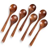 Hefild 7 PCS Wooden Spoons for Eating, 7 inch Wooden Honey Spoons for Tea, Wooden Teaspoons for S...