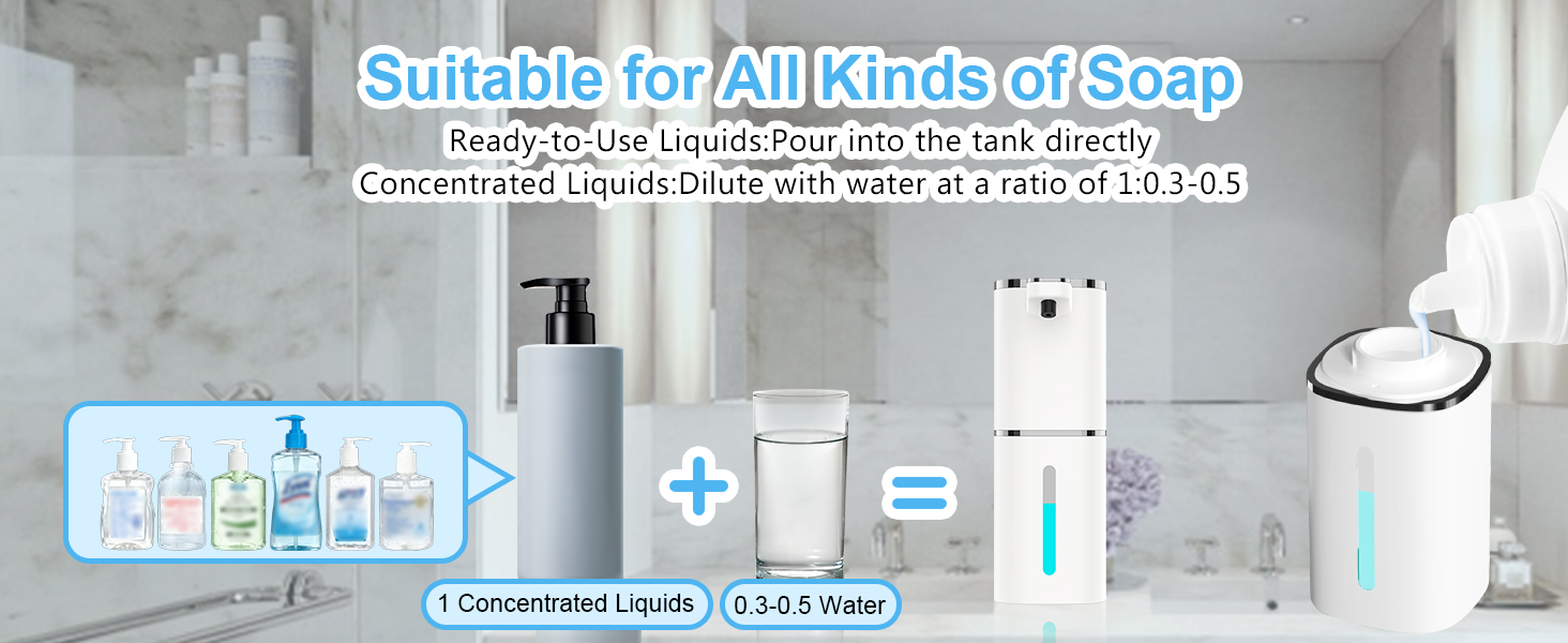 It effectively accommodates a variety of soaps including dishwashing soap, shower gel