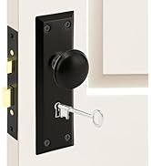 1 Pack Mortise Keyed Lock Set with Classic Knobs, Perfect for Replacing Broken Antique Door Knobs...