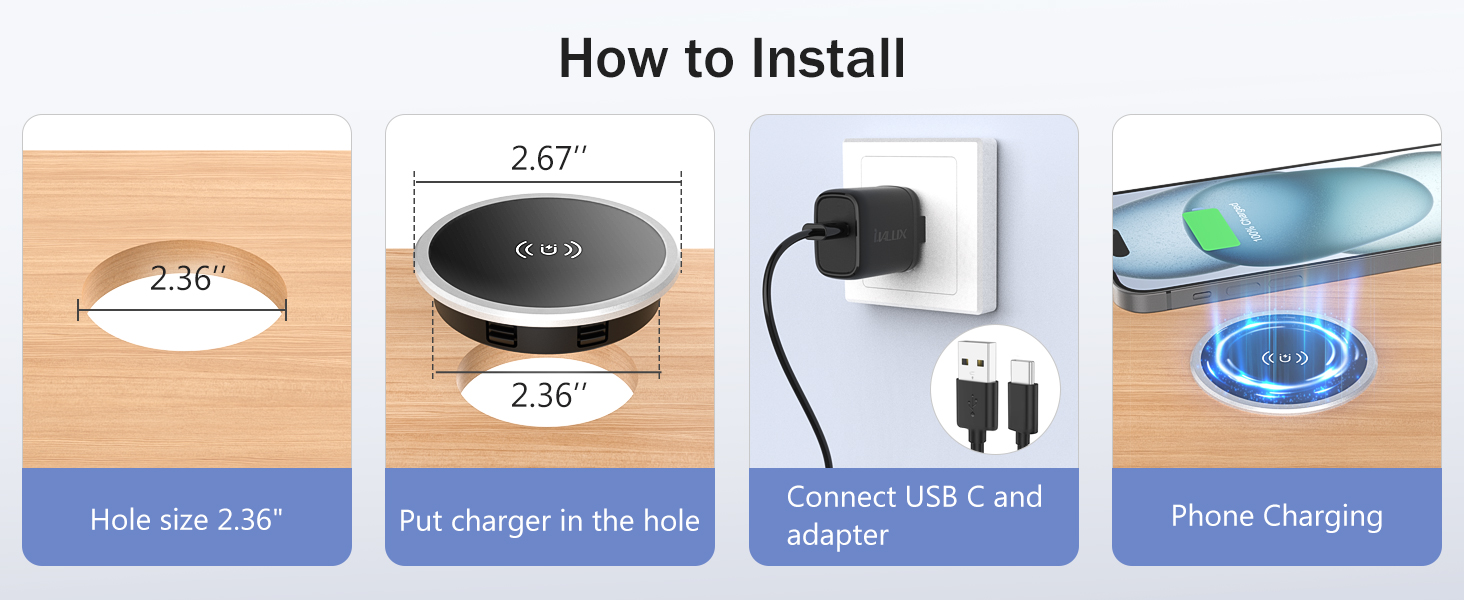 wireless charging desk grommet