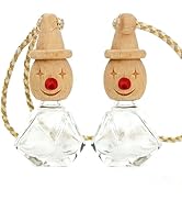 2 Pack Snowman Glass Hanging Car Rearview Mirror Diffuser Bottles | Wood lids &amp; droppers included...