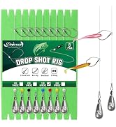 8PCS Ready Tied Drop Shot Rigs for Bass Fishing Drop Shot Hooks Fishing Rig with Drop Shot Weight...