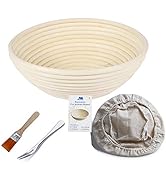M JINGMEI Banneton Proofing Basket 8.5" Round Banneton Brotform for Bread and Dough[FREE BRUSH] P...
