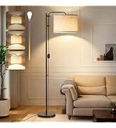 Floor Lamp for Living Room, Adjustable Height Standing Lamps with 350° Rotate Linen Lampshade, 67...