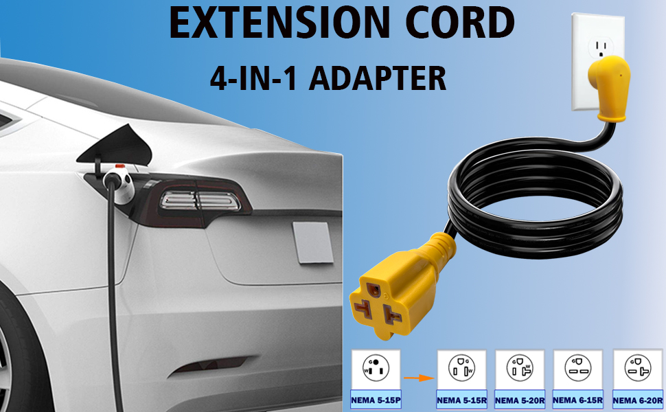 12AWG 90-Degree 15 Amp Household Plug to 20-Amp Extension-Cable